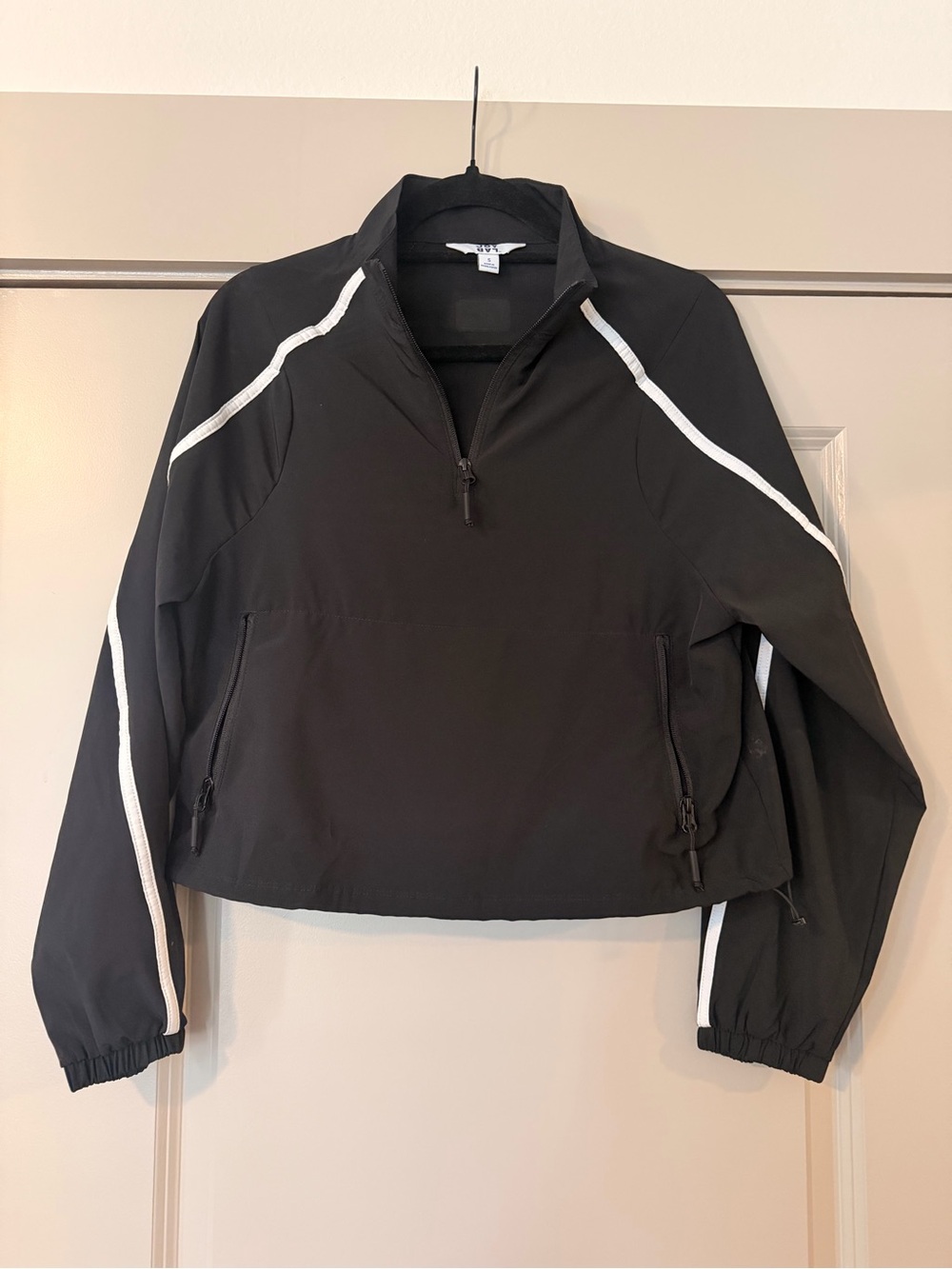 JoyLab Black Half-Zip Utility Jacket with White Trim